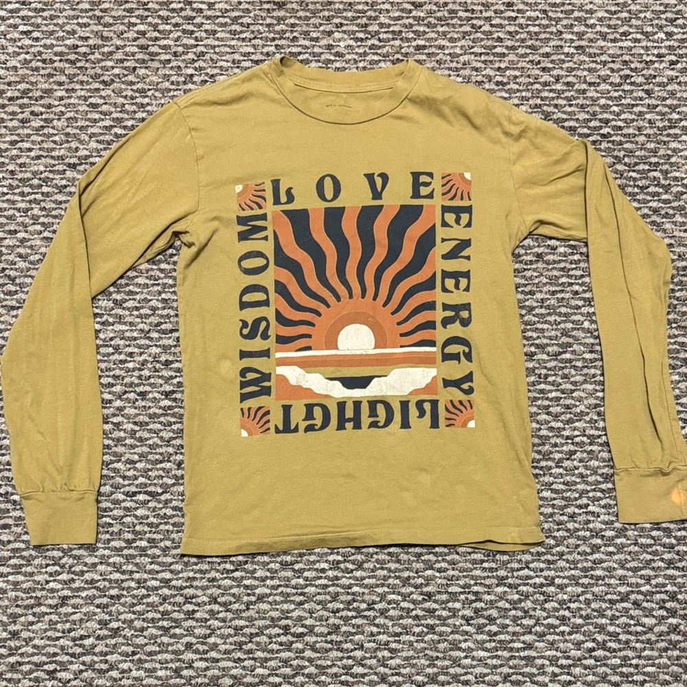 Billabong Mustard Long Sleeve Tee Love, Energy, Light, Wisdom